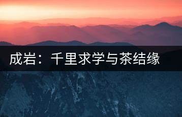 成巖：千里求學與茶結(jié)緣 借錢開店表演茶藝招攬顧客
