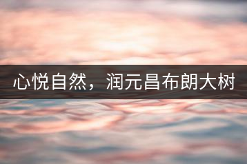 心悅自然，潤(rùn)元昌布朗大樹標(biāo)桿601千山悅即將上市