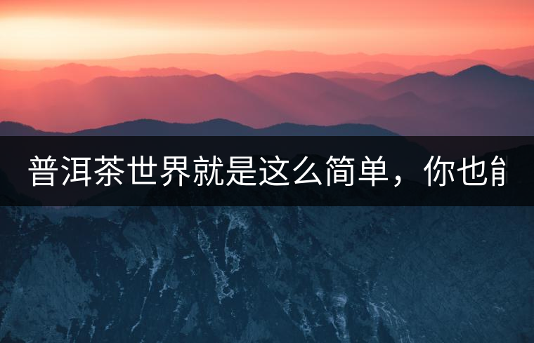 普洱茶世界就是這么簡(jiǎn)單，你也能懂！