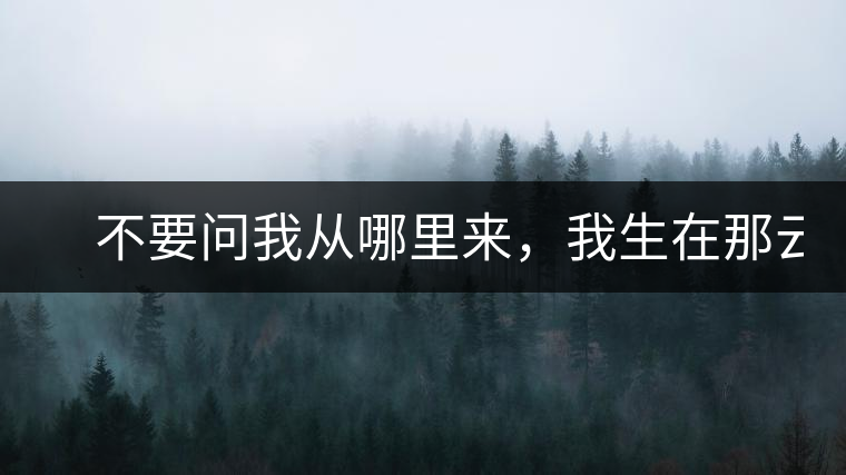 　不要問我從哪里來，我生在那云霧深處。