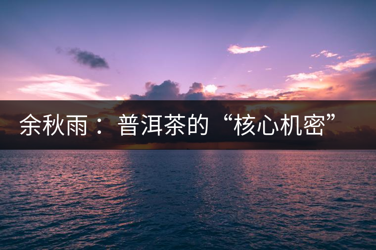 余秋雨 ：普洱茶的“核心機(jī)密”是什么？