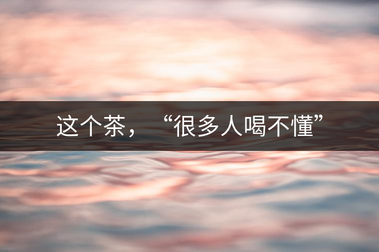 這個(gè)茶，“很多人喝不懂”