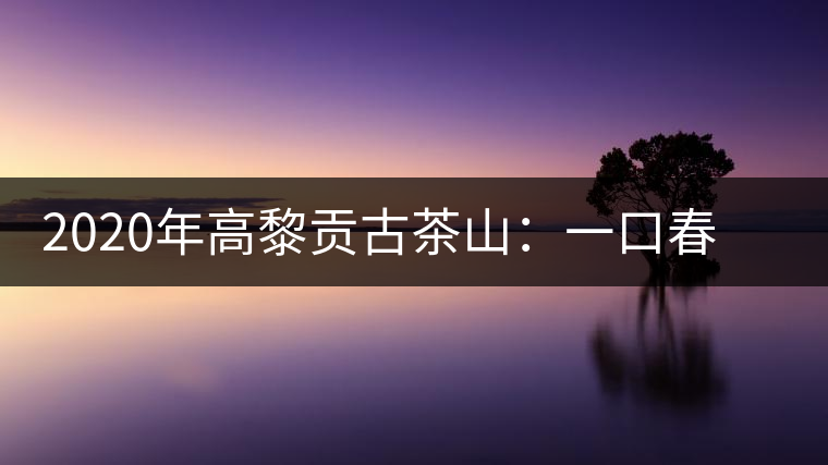 2020年高黎貢古茶山：一口春茶香，一口騰沖味