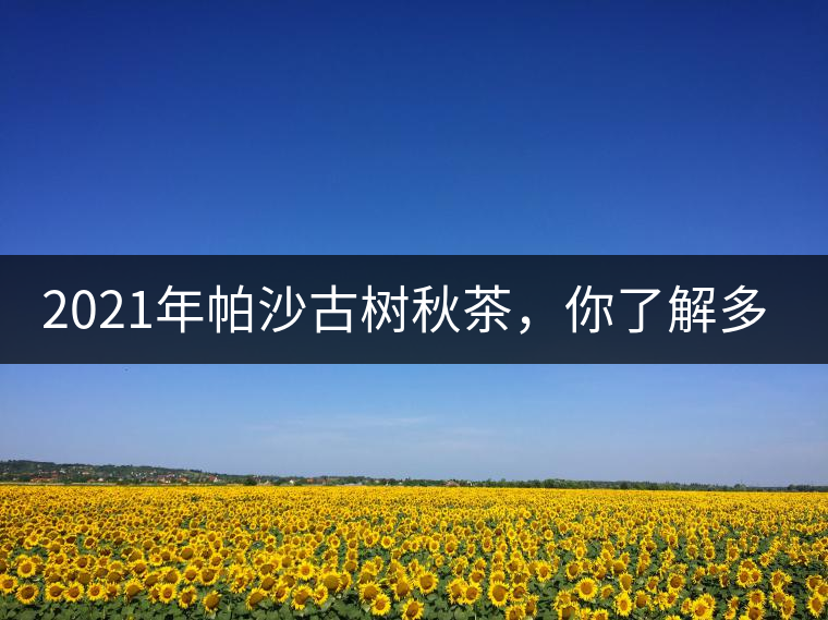 2021年帕沙古樹秋茶，你了解多少？