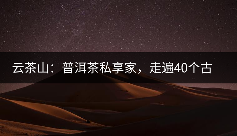 云茶山：普洱茶私享家，走遍40個古寨，24小時提供專家評分與產(chǎn)地茶農(nóng)一手報價